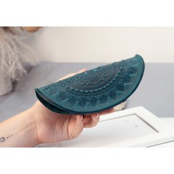 Dark-teal real Leather sunglasses case for women with embossed rustic Sun | turquoise leather glasses case Boho, cute glasses case Mandala