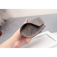 grey Leather sunglasses case with embossed rustic mountain| leather glasses case Boho, cute glasses case